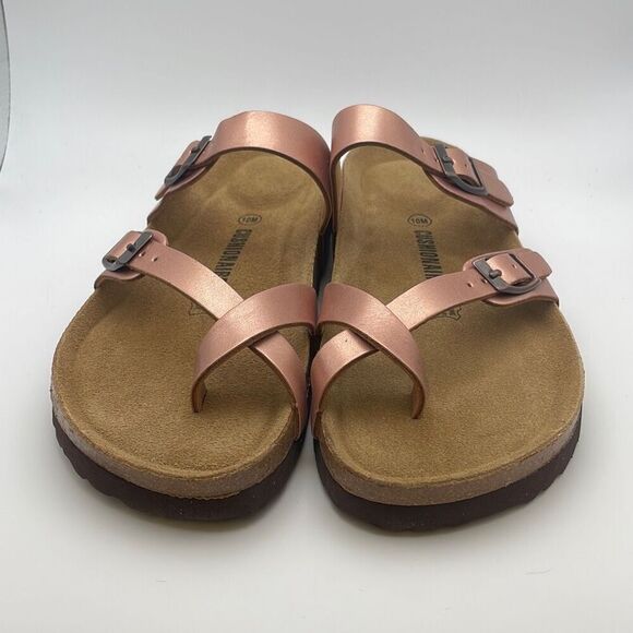 CUSHIONAIRE Women's Cork Footbed Sandal SIZE 10 ROSEGOLD - Picture 2 of 7